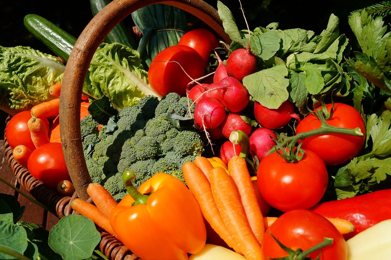 Maraîchage Panier de légumes en gros plan
