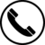 Icône représentant un combiner de téléphone dans un cercle.