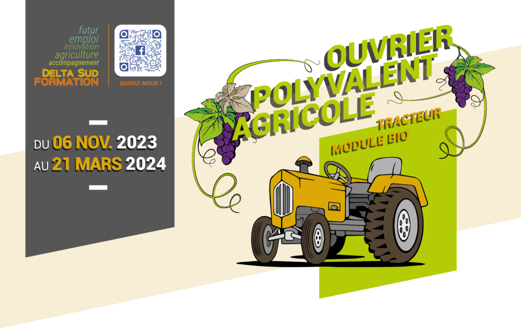 Bandeau avec la période de formation Ouvrier Polyvalent Agricole 2023-2024 à Saint-Rémy-de-Provence