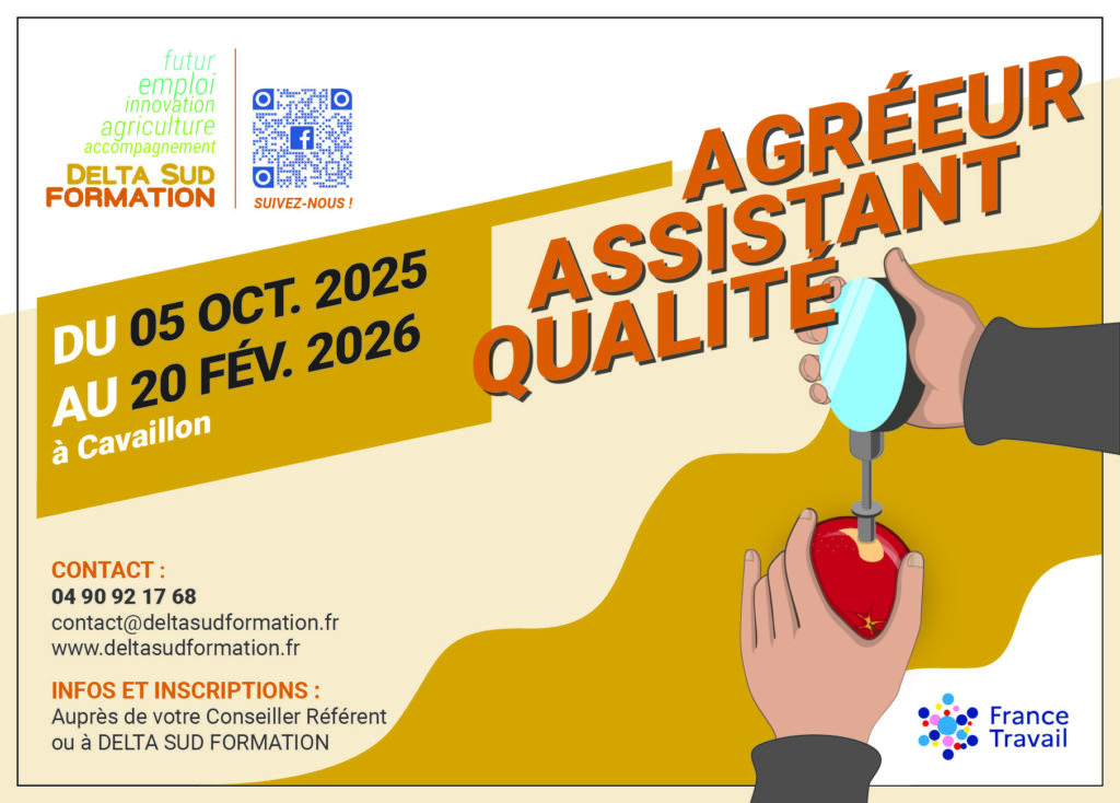 Affiche Formation Agréeur Assistant Qualité 2025-2026 à Cavaillon
